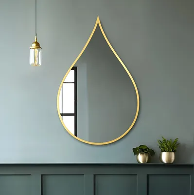 מראה טיפה מעוצבת דגם BIANCA מסגרת זהב - מידות לבחירה