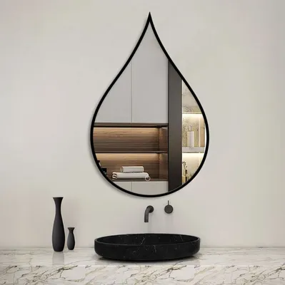 מראה טיפה מעוצבת דגם BIANCA מסגרת שחורה