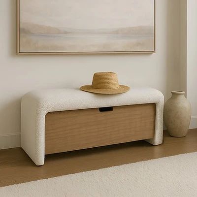 ספסל מעוצב דגם ROCKY שמנת -100 סמ