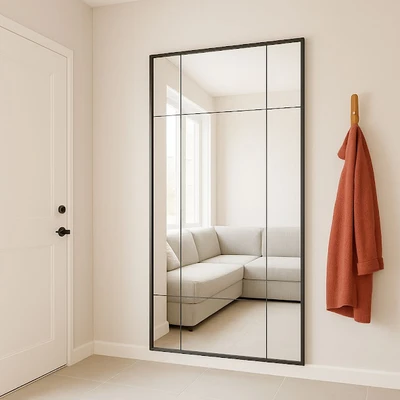 מראה מעוצבת דגם SPLIT מסגרת מתכת מחולקת שחורה-מידות לבחירה