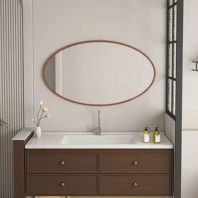 מראה אובלית מעוצבת דגם NORMAN אליפסה מסגרת עץ- מידות לבחירה