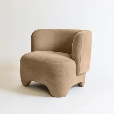 כורסא מעוצבת דגם LANA בד שניל גוון חום בהיר