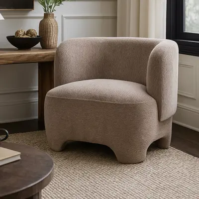 כורסא מעוצבת דגם LANA בד שניל גוון גרייז'