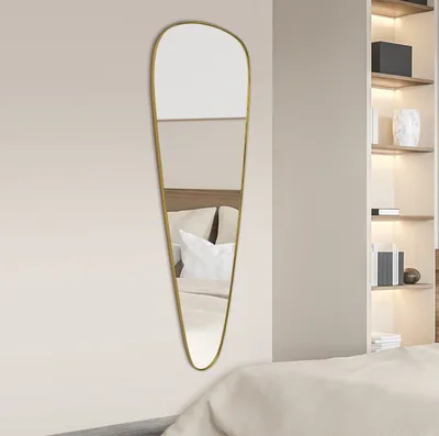 מראת גוף מעוצבת בסגנון טיפה מסגרת מתכת זהב -160 ס''מ