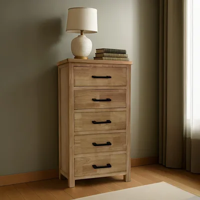 שידה צרה מעוצבת ALBA עץ - 5 מגירות