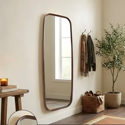 מראה מעוצבת דגם CONTOUR -עץ אגוז