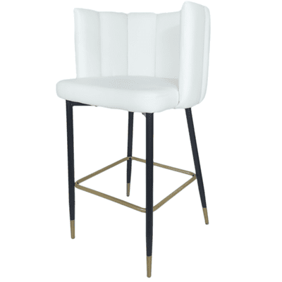 כסא בר צדפה דגם MONA דמוי עור לבן