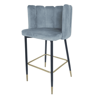 כסא בר צדפה דגם MONA בד קטיפה גוון אפור